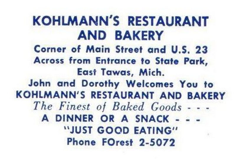 Kohlmanns Restaurant and Bakery - Vintage Postcard